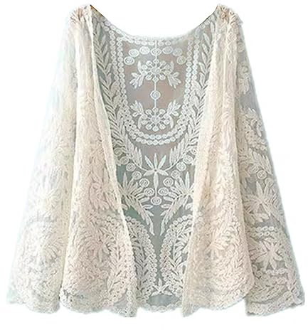 LoudSung Coprispalle estivo velato top aperto davanti cardigan spiaggia sottile morbido scialli cavi per donne ragazze, Albicocca, 54