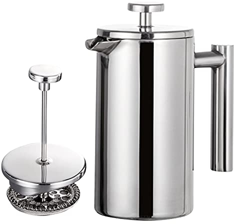 YUHOME Cafetière à piston 350 ml/800 ml/1000 ml en acier inoxydable à double paroi isotherme