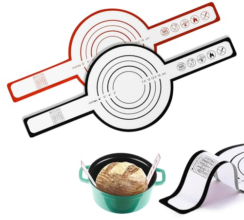 2pc Bread Sling, Silicone Bread Sling, Reusable Bread Sling Silicone Dutch Oven Liner, Silicone Sling, Silicone mats for Oven for Replace Parchment Paper Sourdough Bread Baking Supplies (A)