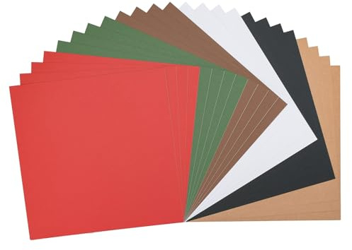 Vaessen Creative Florence Selbstklebend Cardstock - Quadratisch Bastelpapier - 30,5 x 30,5 cm - Farbenmix Weihnachten - 24 Stück - Bedruckbares Papier - zum Basteln und Hobbyprojekte
