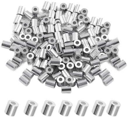 Skypro, 200 manicotti ad anello per crimpare per fune metallica, manicotti ad anello per crimpare rotondi in alluminio, diametro M1.2, 1,2 mm