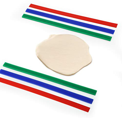 GWHOLE 6pcs Silicone Measuring Dough Thickness Strips 3 Sizes Rolling Pin Guides Set Silicone Dough Thickness Guides Rolling Pin Spacers Stick for Pizza Pastry Pie Crust Cookie Noodles
