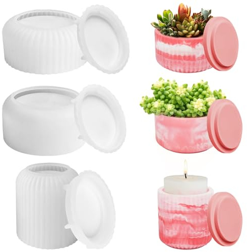 3 stampi in silicone per candele, per vasi di fiori, candele profumate, fai da te in resina