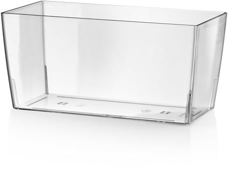 Tecnokit Tera vaso rettangolare trasparente Coimbra, fioriera per interno ed esterno in resina (CM 25X13X13)