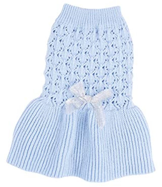 Supvox Katze Hunde Pullover Frühling Strickpullover Weiches Wolle Kleid XXS Komfortabel Kleiner Welpe Haustier Kleidung Blau Niedlich Zweibeiniger Schnitt