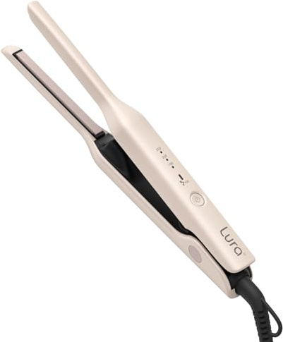 LURA 3/10 Inch Pencil Flat Iron for Short Hair Pixie Cut Bangs and Beard Ceramic Negative Ions Small Hair Straightener with Adjustable Temperature Dual Voltage and 60mins Auto Shut Off