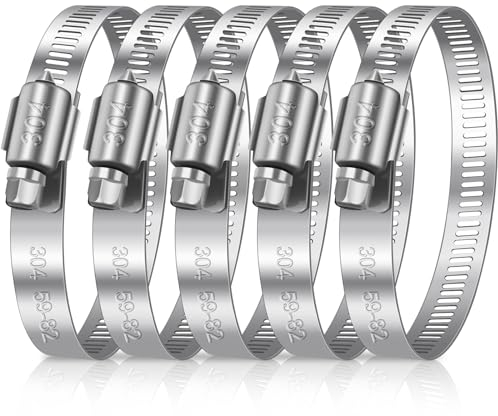 Caianwin 6 Stück 59-82mm Schlauchschellen Edelstahl Rohrschellen Einstellbare Schellen für Abluftschlauch, Trocknerbelüftungen, Schläuchen,Rohren
