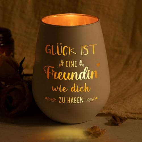 Juratar Geschenke für Freundin, Windlicht mit Gravur Freundin Geschenk | Teelichthalter Geburtstagsgeschenk für Freundin, Graviertes Windlicht aus Glas Valentinstagsgeschenk