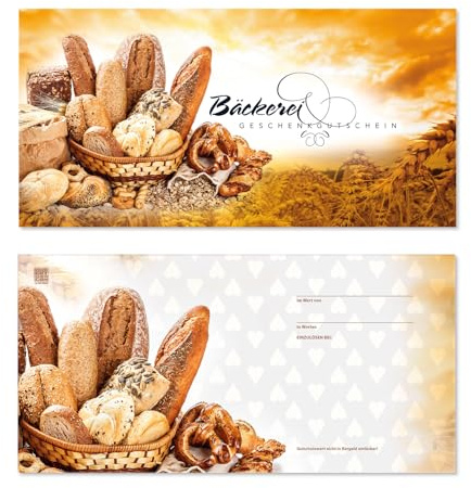 GESCHENKGUTSCHEINcom by POS-HAUER. 25 Gutscheine. Blanko zum Selberausfüllen. Für Bäckerei Konditorei.