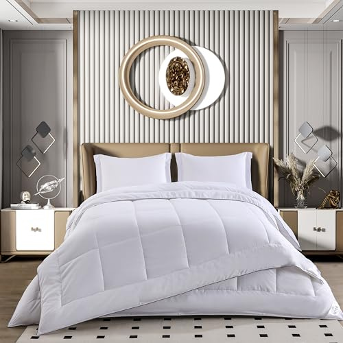 NORA HOME Couette 220x220 4 Saisons pour lit 2 Personnes. Set 2 Couettes en Fibre 3D Toucher Duvet. Niveau Thermique jusqu'à 4,5/5. Traitement Anti-acariens. 4 en 1 (125+250=375 g/m²) - Duo