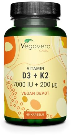 Vegavero Vitamin D3 7000 IU + 200 µg Vitamin K2 | 2 Year Supply | VIT D from The UK | NO Additives | Vegan | High Strength Vitamin D3 K2 | 90 Tablets