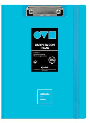 Grafoplas Klemmbrett A4+ | Deckel und Gummiverschluss | Pastellblau | Minimale Unequal | Gebogener Rücken mit 360-Grad-Öffnung | robust und ultraleicht | Metallclip | Polyfoam | recycelbar | für Büros