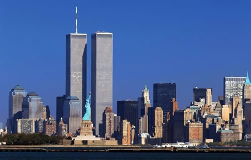 1000-teiliges Puzzle für Erwachsene, recycelbare Materialien, Familienspiel, Geschenk für Liebhaber oder Freunde, New York, Wolkenkratzer, New York, Twin Towers 50x70CM