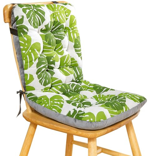 Stuhlkissen mit Rückenteil Sitz, Rückenkissen mit Bänder, Niedriglehner Auflage Polsterauflage Gartenstuhl, Polsterauflage Auflage für Stühle Bänke in Haus und Garten(G11,35x45x57cm/14x18x22.5in)