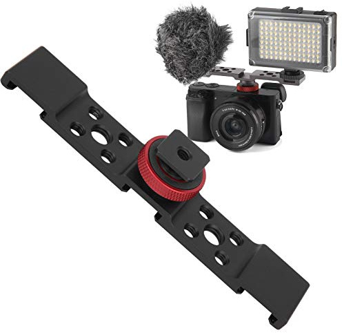 3-in-1-Blitzschuhhalterung, Blitzschuh-Halterung, Verlängerungsstange, universeller Blitzschuh-Adapter für Handy-Kamera, Aluminium-Fotografie-Zubehör (Schwarz)