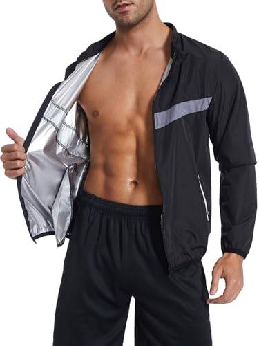 LAZAWG - Ropa de sudoración para hombre, larga camisa, sudoración, sauna, gimnasio, sauna, traje