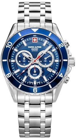 Swiss Alpine Military Herren-Armbanduhr Chronograph Analog Quarz 7034.9 Edelstahl