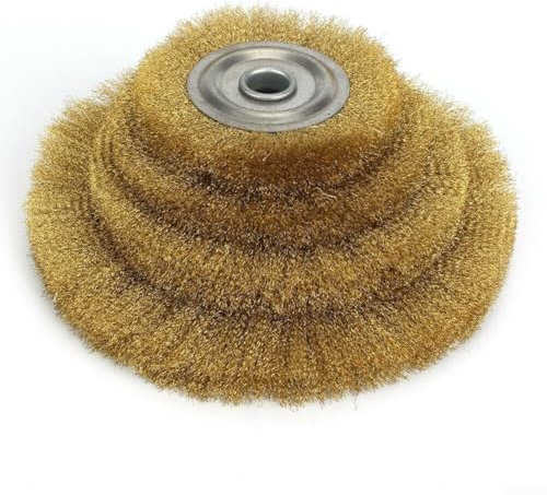 Advokingtap Cepillo de rueda de alambre de cobre de latón plano suave de 100-250 mm para pulido de amoladora, eliminación de rebabas de metal, eliminación de óxido, decapado de pintura, acabado fino