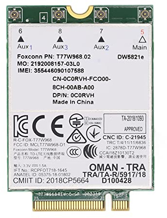 DW5821E 3G/4G/5G Network Adapter Card for PCI Express M.2 Specification 3042 Type Key.B Slot, Fast Speed Connectivity with Powerful Function and GPS Support for PC Laptops