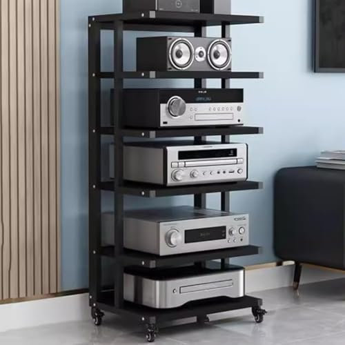 ZYXQQJ Gabinete De Componentes De Audio Soporte AV, Estante para HiFi, Estante para Amplificador, Estante para Consola De Videojuegos(Black,6 Tier)