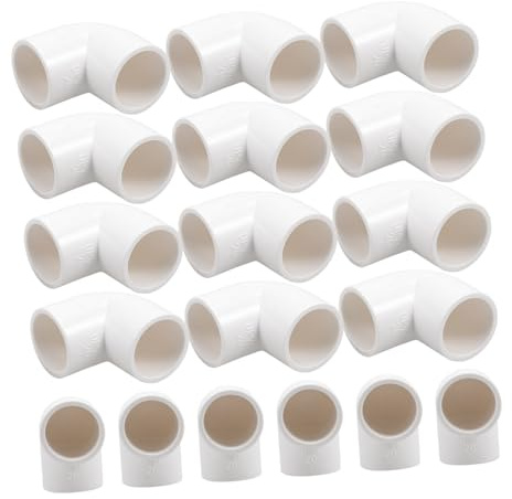 Raccordo Gomito 90 Gradi PVC Bianco 20 Pezzi per Tubi