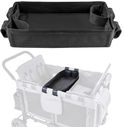 SHINETEC Doppelseitiges Kinderwagen Tray für Camper Wagon - Kindersnack & Aktivitätstisch mit Tassenhaltern & Mesh Taschen, Reisespielfläche für Mahlzeiten, Zeichnung, Spielzeug (S)