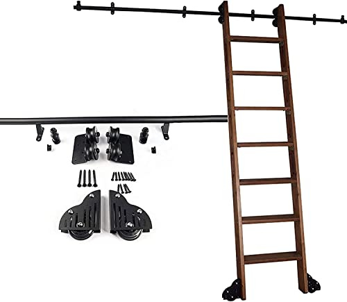 HeavyDutyLibrary Leiter-Set, 400 cm, Schiebeleiter-Schienensystem für den privaten und gewerblichen Gebrauch, perfekt für Bücherregale und hohe Regale