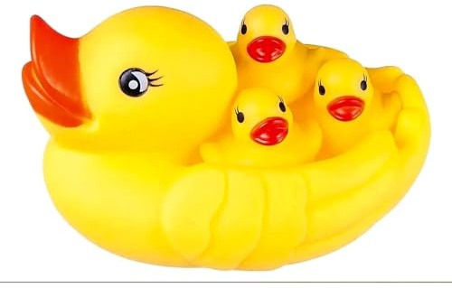 deegbbyi 4 Pezzi Giocattoli da Bagno, Paperelle per Bagnetto, Anatre Che Scricchiolano, Galleggiante Anatra da Bagno, Giocattolo d'acqua Della Doccia Interattiva per Bambini Ragazz