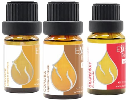 Set Armonia Fresca Oli Essenziali Biologici 30ml (3 pz) | Pompelmo 15 ml, Zenzero 5 ml, Copaiba 10 ml | 100% Puri e Naturali Non Diluiti Grado Terapeutico Non OGM