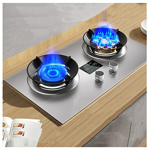 Fornello a gas portatile da tavolo a 2 fuochi a gas con accensione a GPL/NG, doppio bruciatore - Cucina versatile con 2 metodi di installazione