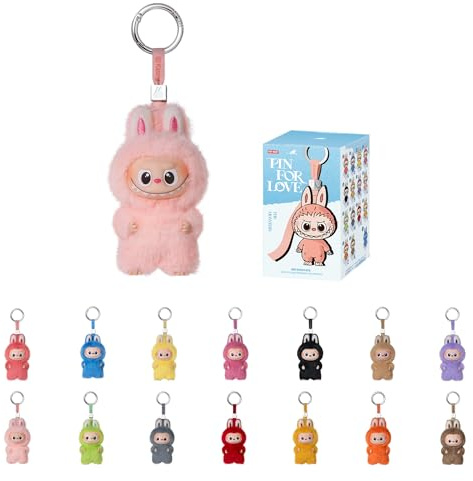 POP MART THE Monster Pin for Love Series (N-Z) Mini Labubu Doll Blind Box Mytery Box Keychain – Vinyl Plush Pendant, Bag Charms, Collectible Holiday & Birthday Gift for Kids & Adults, Single Box