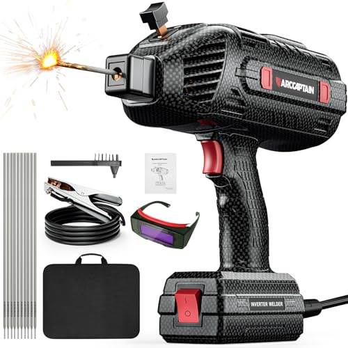 ARCCAPTAIN Stylish Handheld Welder, 110V Portable Welding Machine with IGBT Inverter, 120A Stick Welder with Auto Darkening Goggles and Upgraded Ground Clamp, Fits for 3/32-1/8 Welding Rods