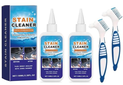 Gel smacchiatore per la casa, detergente multiuso per fughe da 100 ml, detergente per lavatrice per lavare fughe, piastrelle, frigorifero, finestre, bagno, macchie dal lavello della cucina (2pcs)