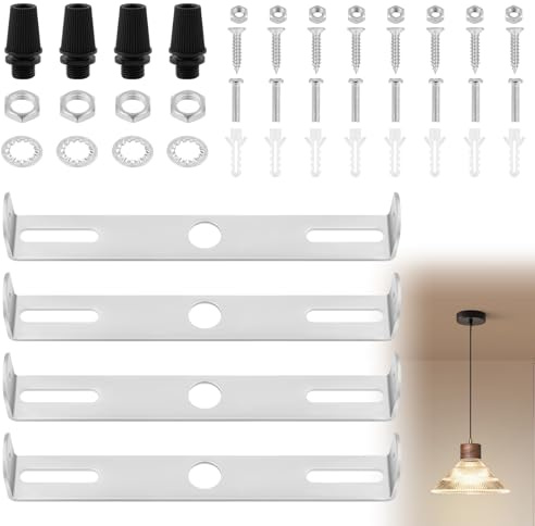AUAUY 4 Pezzi Soffitto Staffa per Lampada, 115mm Staffa di Fissaggio con Viti per Lampadario a Sospensione a Soffitto, Piastra di Fissaggio per Lampada da Soffitto per Ufficio Domestic