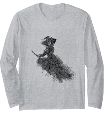 Fliegende Hexe auf Besen, Halloween-Design Langarmshirt
