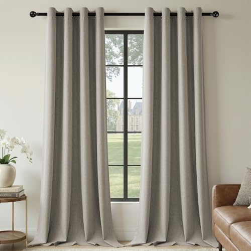 HushLoom Verdunklungsvorhänge Leinenoptik Thermo Taupe H260 x B140cm | Thermovorhang 2er Set mit Ösen Vorhänge 100% Blackout Hitzeschutz Gardinen für Schlafzimmer Wohnzimmer Kinderzimmer