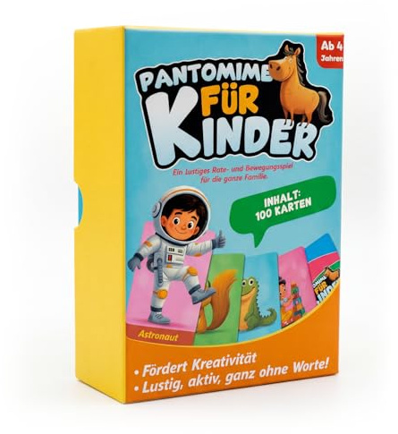 Pantomime für Kinder, Pantomime Spiel für Kinder, Lustiges Familienspiel & Ratespiel - Outdoor & Indoor Kinderspiel - Geschenkidee für Mädchen & Jungen - Spiele ab 4, 5, 6, 7, 8, 9 Jahre