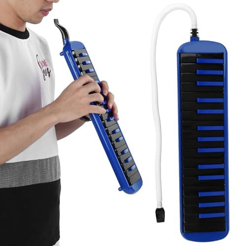 Generic Blaues Melodica-Blasmusikinstrument mit 32 Tasten für Anfänger, Übungstasche F-32s, Tragbares Ergonomisches Design für Musikliebhaber, Harz/Messing/Phosphorbronze (BLUE)