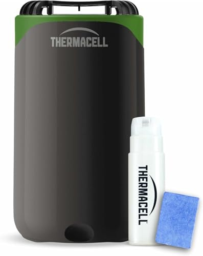 Thermacell Halo Mini (graphit) Starter Set, PT19 - Mückenabwehr-Tischgerät mit Citrodiol aus Zitroneneukalyptusöl - 15 m² Schutzzone - Garten Camping - Inkl. Gaskartusche & 3 Plättchen (12h) - graphit