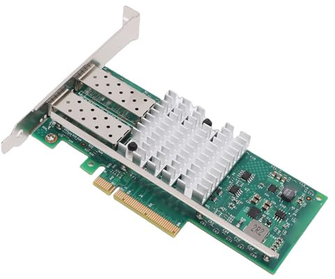 Naroote Carte Réseau Fibre Optique PCIE X8 10 Go, Adaptateur Ethernet Double SFP + Ports, Carte Réseau à Puce 82599 avec Prise en Charge VMware Centos RHEL Freebsd
