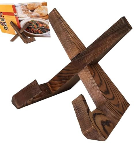 Supporto per Ricettario - Rack Regolabile in Legno Rustico - Espositore Decorativo per Libri - Per Tablet Ricettario Riviste Foto Lastre Musicali Scrittoio Tavola Home