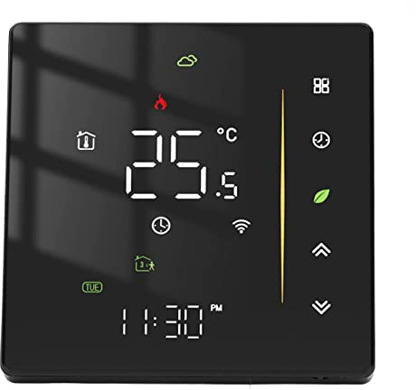 HUSHUI Smart WiFi Termostat för Pannvärme Programmerbar Temperaturregulator Svart Energieffektiv 1 Enhet