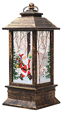 uoXHFdh Vintage Weihnachtskerze mit LED-Teelicht Weihnachtsmann Laterne Hängelampe feuerlose Kerzen Lampe(Bronze Santa,5.3 * 5.3 * 12.5cm)