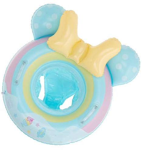 Fauitay Inflatable Baby Swimming Ring with Cartoon Design and Thickened PVC for Toddlers 1-5 Years Pool Bathtub Beach (Blue)