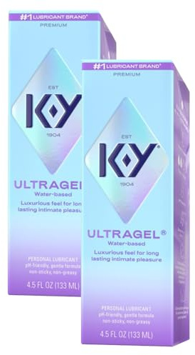 K-Y Ultragel Premium Water-Based Body Friendly Formula 4.5 Fl Oz. Personal Lubricant for Wetter Sex for Men, Women and Couples & Safe to Use with Silicone Toys (2 Pack)