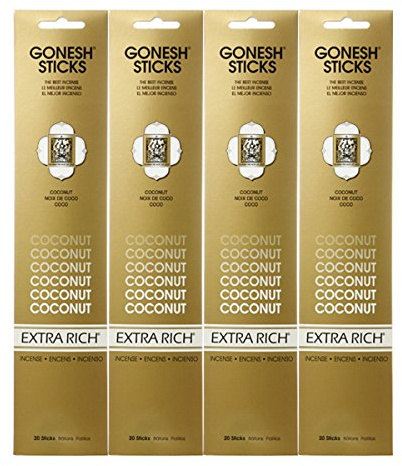 Gonesh Incense Sticks Extra Rich Collection, Coconut, (Pack of 4)