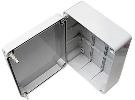 PVC Junction Box with Hinged Lid 240 x 190 x 90 mm Waterproof Universal Fit Protection Rating IP56 Electrical Cable Connection Outdoor Use