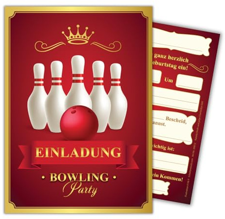 6 Einladungskarten zum Kindergeburtstag Bowling / Einladungen Geburtstag