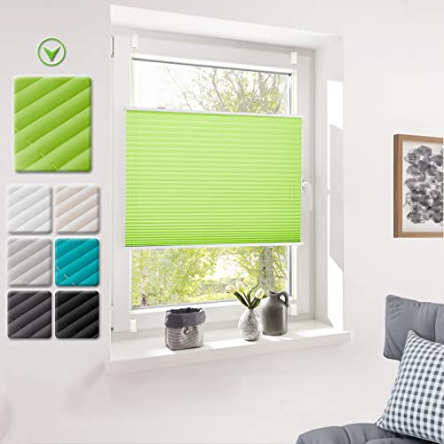 Deswell Plissee ohne Bohren Klemmfix Grün B35 x H120 cm Plisseerollo Sonnenschutz und Sichtschutz Jalousien Easyfix Plissees Lichtdurchlässig Rollo für Fenster & Tür