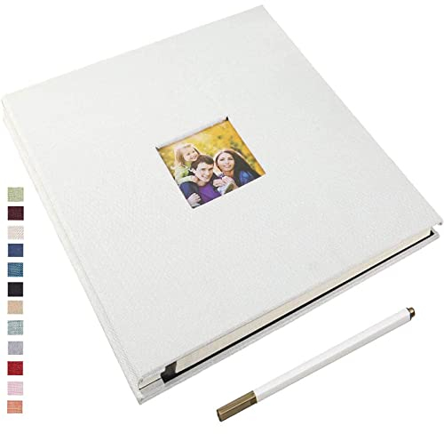 Yopih Album Foto Autoadesivo Album Fotografico Fai Da Te Fotos 10X15 Memories Album Portafoto Pagine Bianche e Copertina in Lino Regali Nozze Natale Valentino Regalo di Anniversario Compleanno bambini